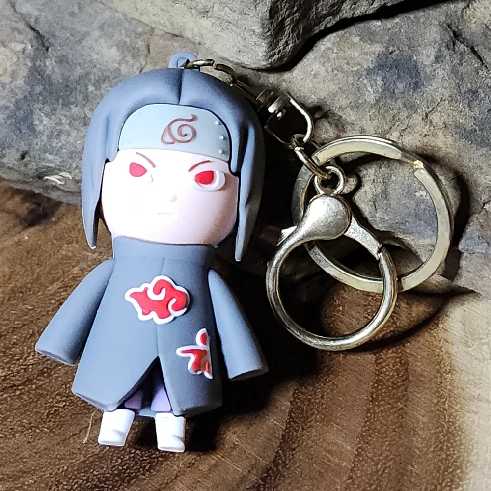 Naruto Anime Figure Keychain Key Ring (Gray-Itachi Uchiha)